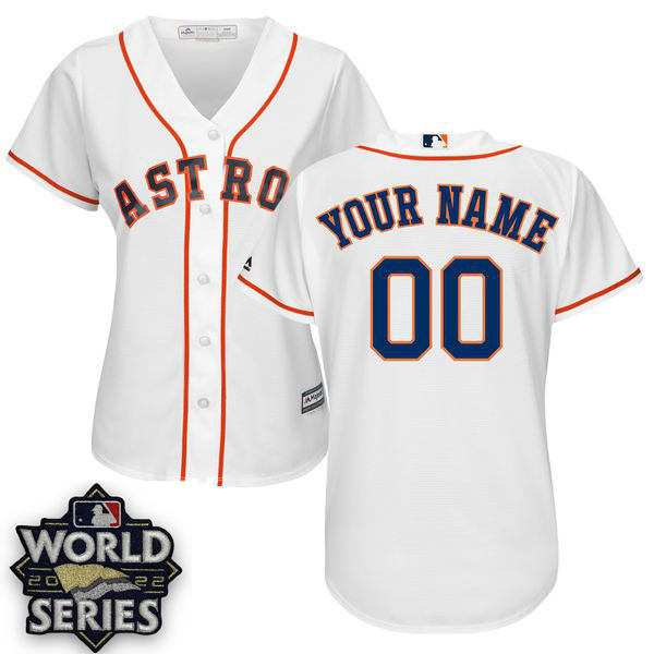Women Houston Astros Majestic White Home Cool Base 2022 MLB World Series patch Custom MLB Jersey